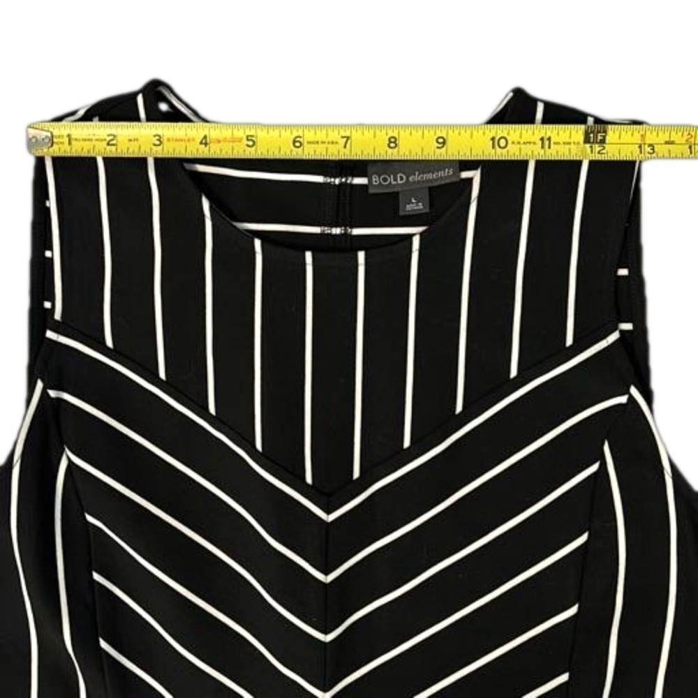 Bold Elements Bodycom Dress, Size L, Black & White Stripes - Picture 6 of 10
